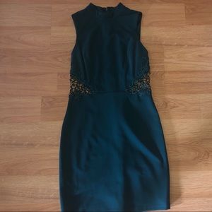 Teal mock neck dress
